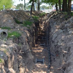 Grävning för kabeldragning  på Getingen, Kalmar.